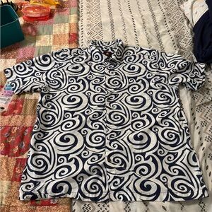 Quiksilver Navy and White tribal XXL Patterned Shirt